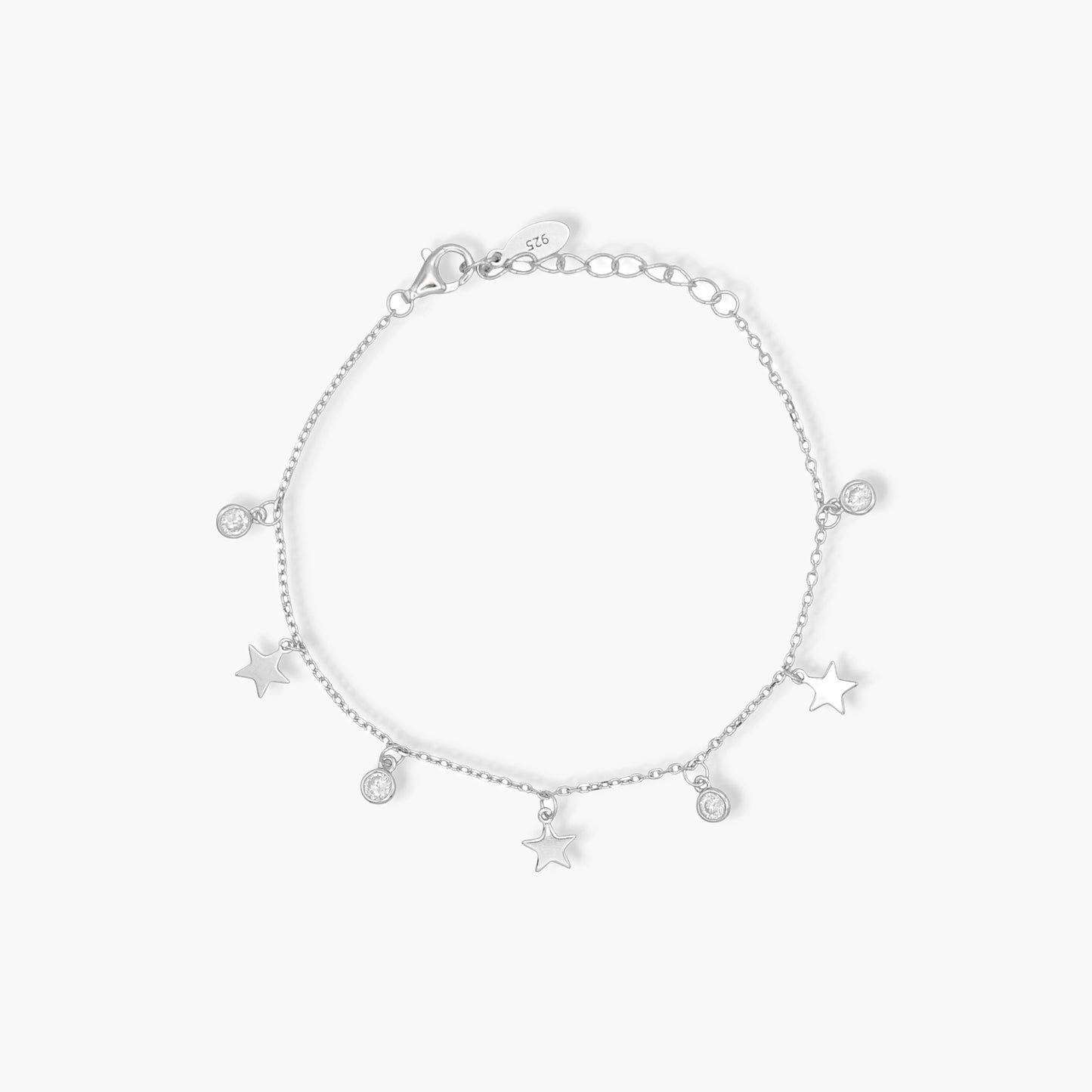 Bracciale Donna in Argento 925 con Charms Stelle e Zirconi