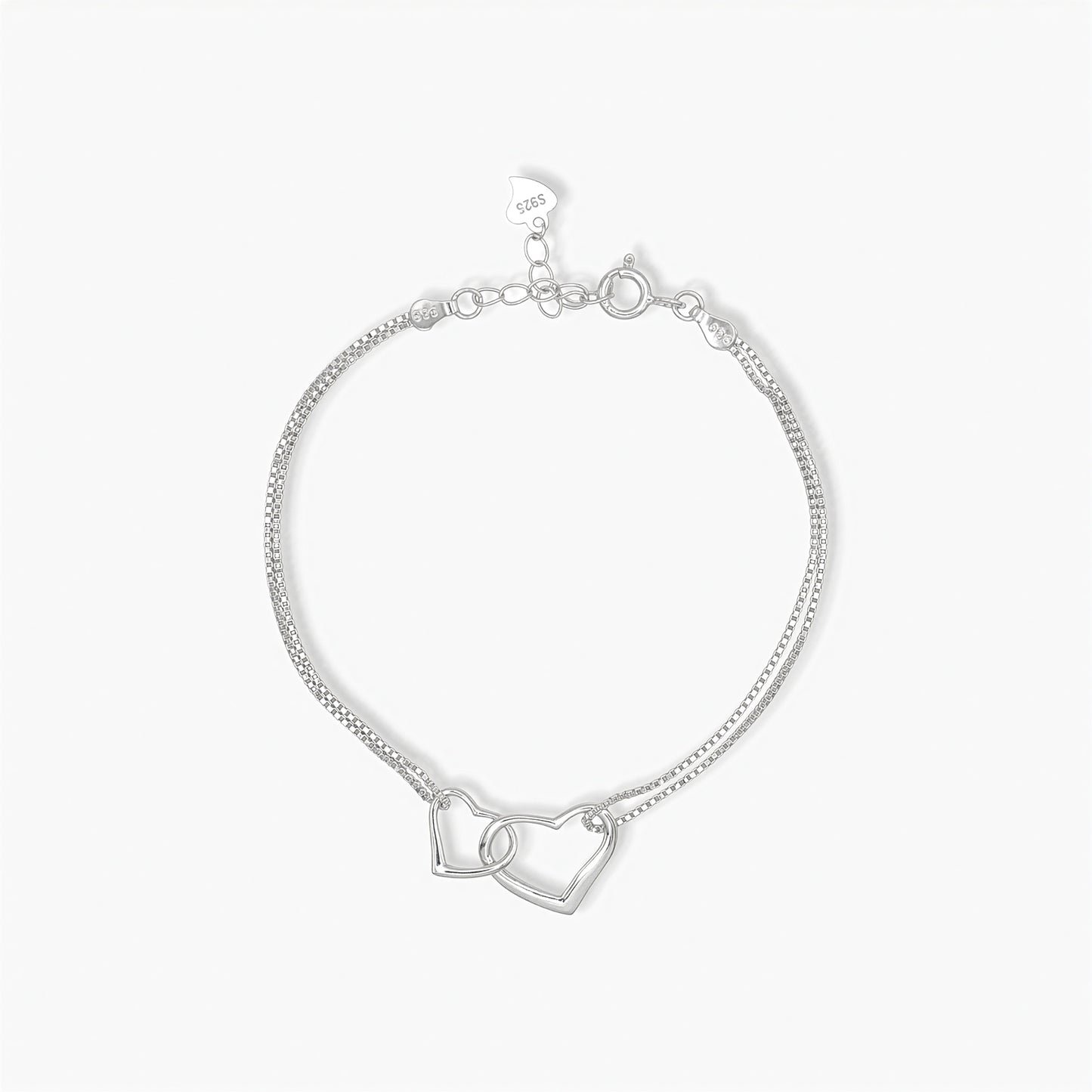 Bracciale in Argento 925 con Charms Cuori Intrecciati
