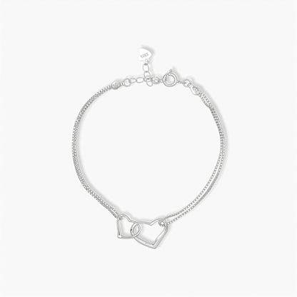 Bracciale in Argento 925 con Charms Cuori Intrecciati