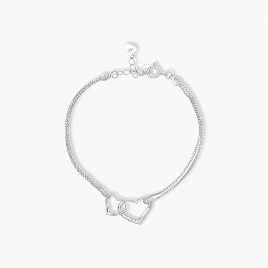 Bracciale in Argento 925 con Charms Cuori Intrecciati