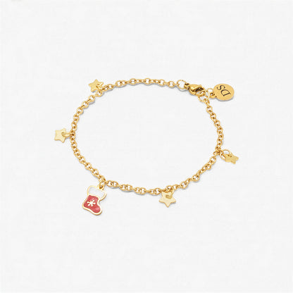 18K Gold Plated Bracelet - Christmas Stocking Charm