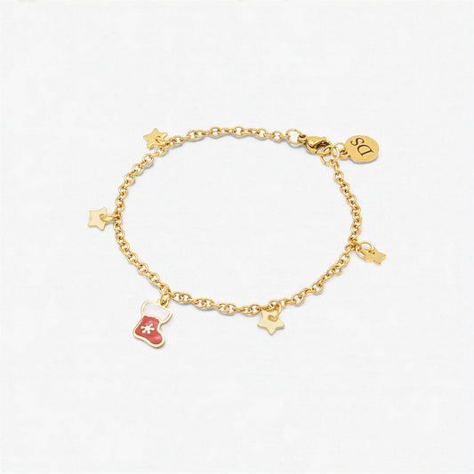 Bracciale Placcato Oro 18K - Charm Calza di Natale