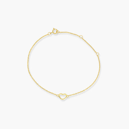 Bracciale in Argento 925 placcato Oro 18K con Charm Cuore