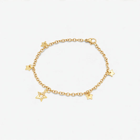 Bracciale Placcato Oro 18K - Charm Stelle di Natale