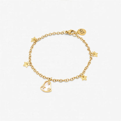18K Gold Plated Bracelet - Mother-of-Pearl and Bell Charm
