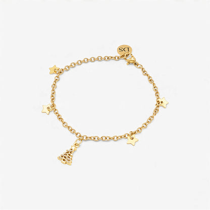 18K Gold Plated Bracelet - Christmas Tree Charm