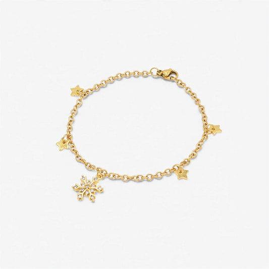 Bracciale Placcato Oro 18K - Charm Fiocco di Neve
