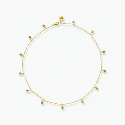 Collana in Oro placcato con Pendenti in Zirconi Verdi