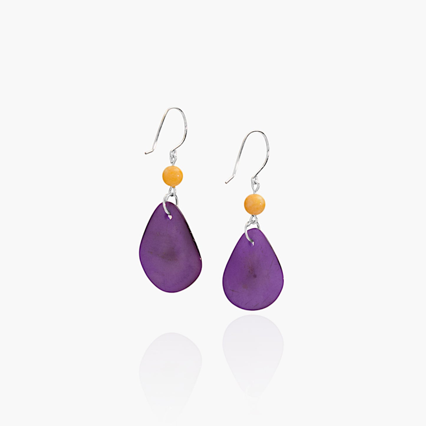 Orecchini in Avorio Vegetale Viola e Agata Gialla
