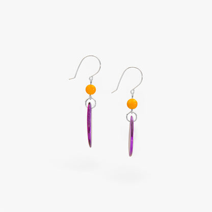 Orecchini in Avorio Vegetale Viola e Agata Gialla