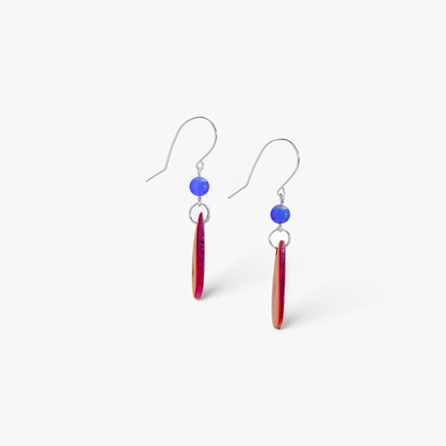 Orecchini in Avorio Vegetale Rosso e Agata Blu