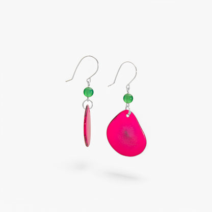 Orecchini in Avorio Vegetale Rosa e Agata Verde