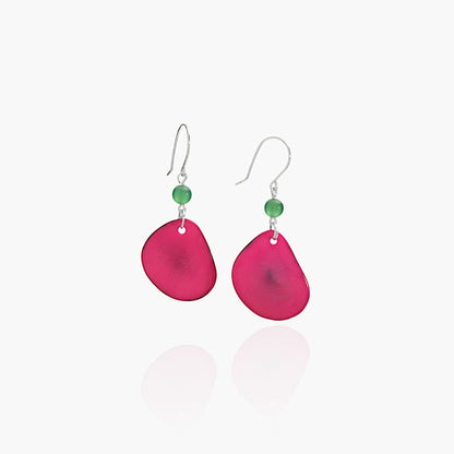 Orecchini in Avorio Vegetale Rosa e Agata Verde