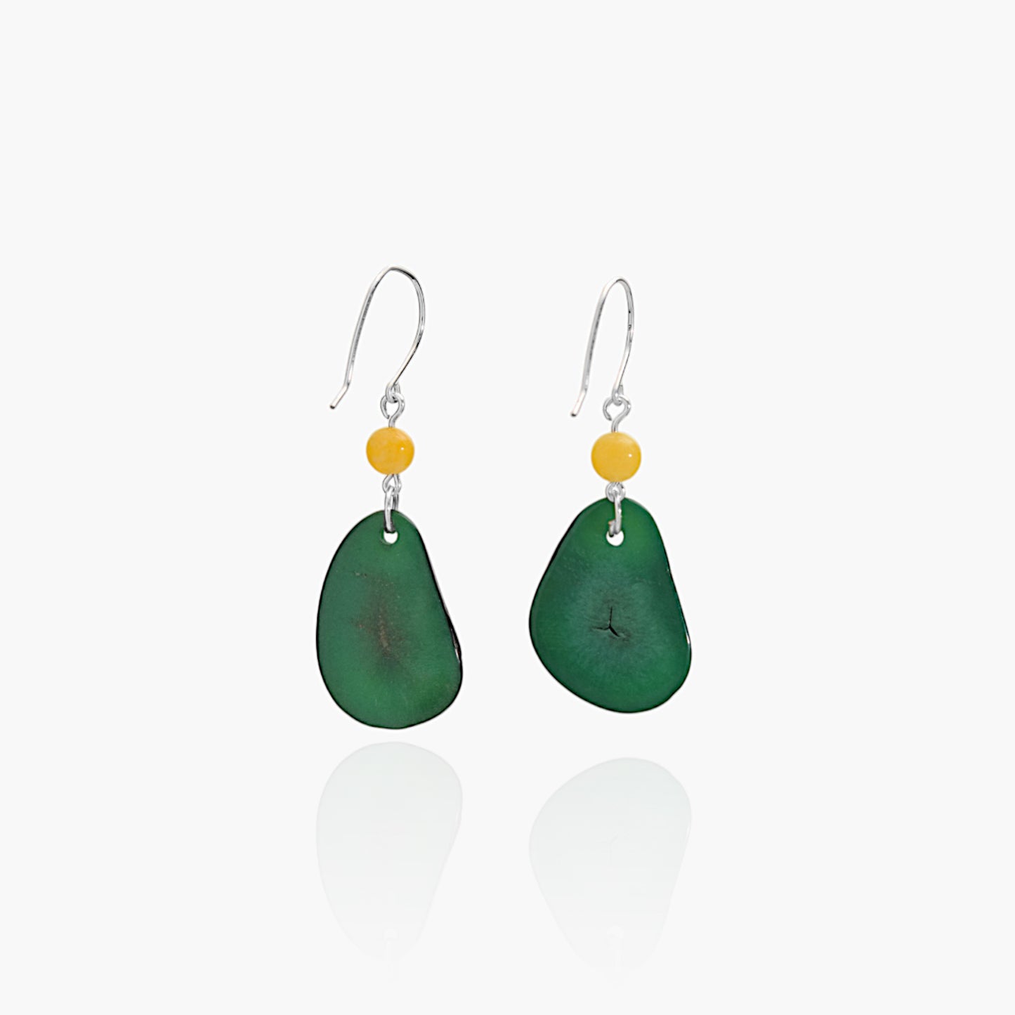 Orecchini in Avorio Vegetale Verde e Agata Gialla