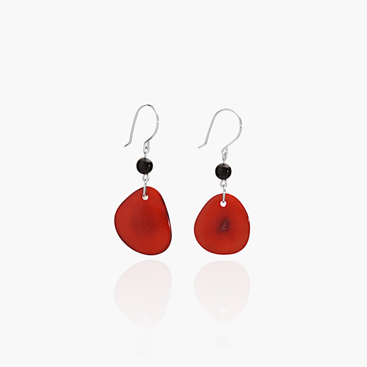 Orecchini in Avorio Vegetale Rosso e Onice