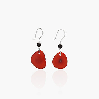 Orecchini in Avorio Vegetale Rosso e Onice