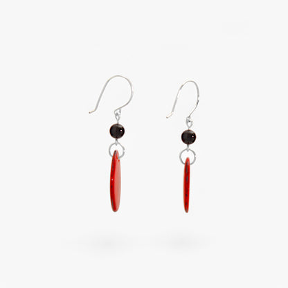 Orecchini in Avorio Vegetale Rosso e Onice