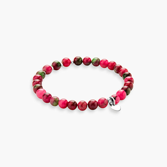 Bracciale Minimal in Giada Rubino con Charm Cuore