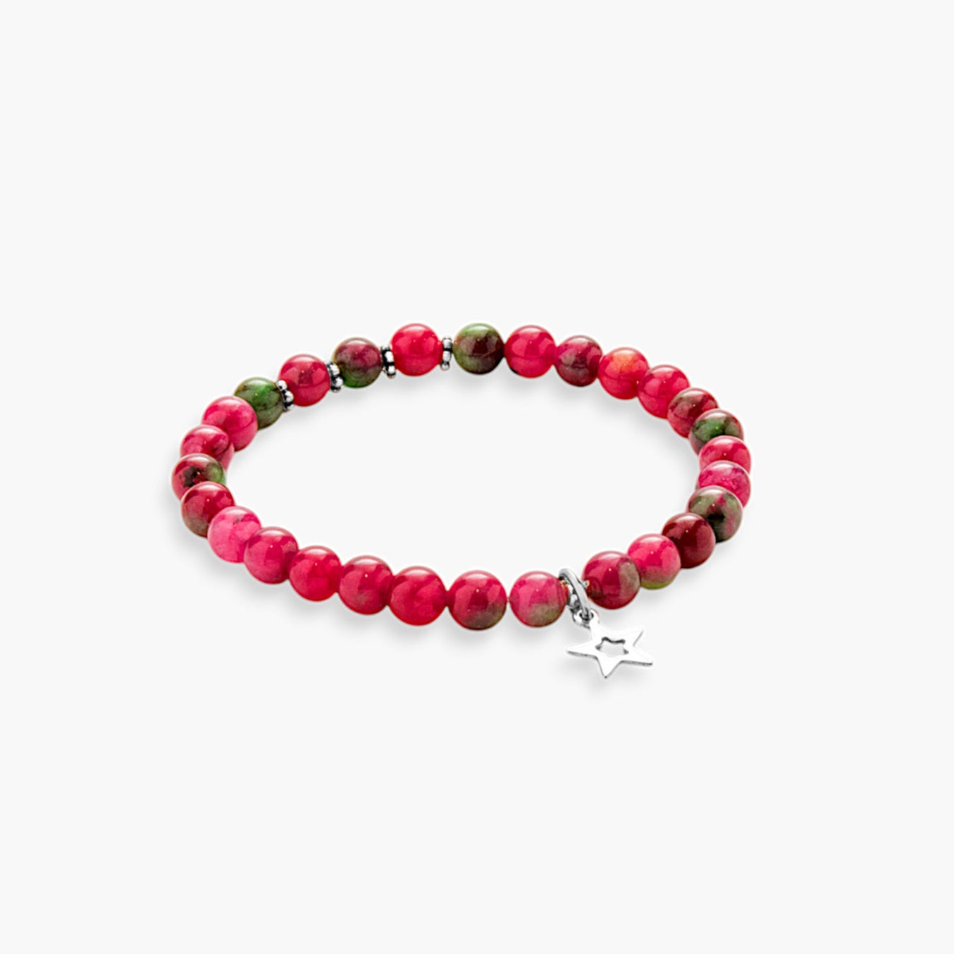 Bracciale Minimal in Giada Rubino con Charm Stella