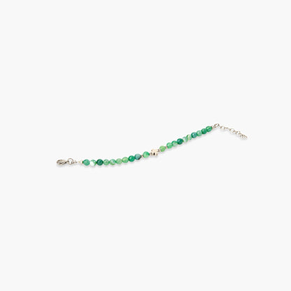 Bracciale in Agata Verde e Charm Quadrifoglio