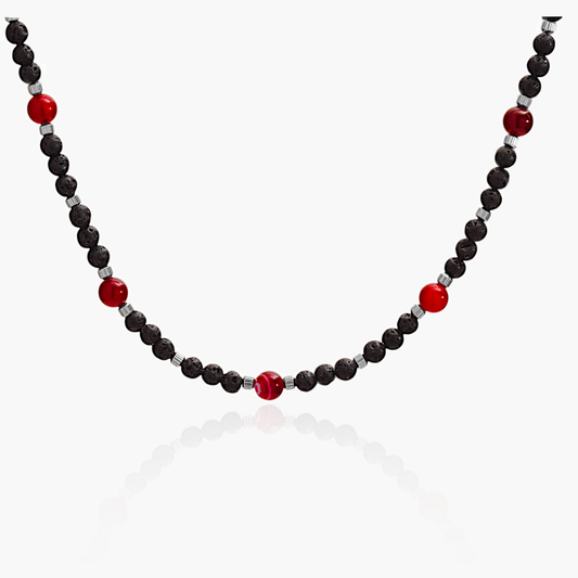 Collana in Pietra Lavica e Agata Rossa