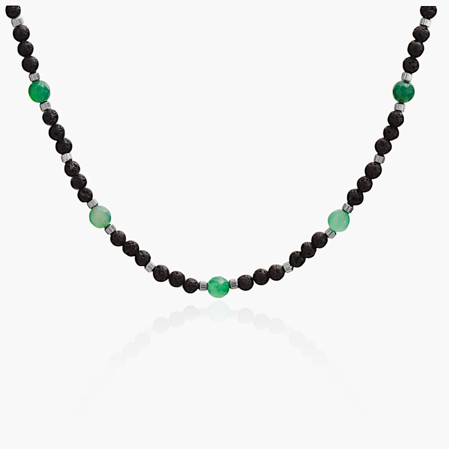 Collana in Pietra Lavica e Agata Verde