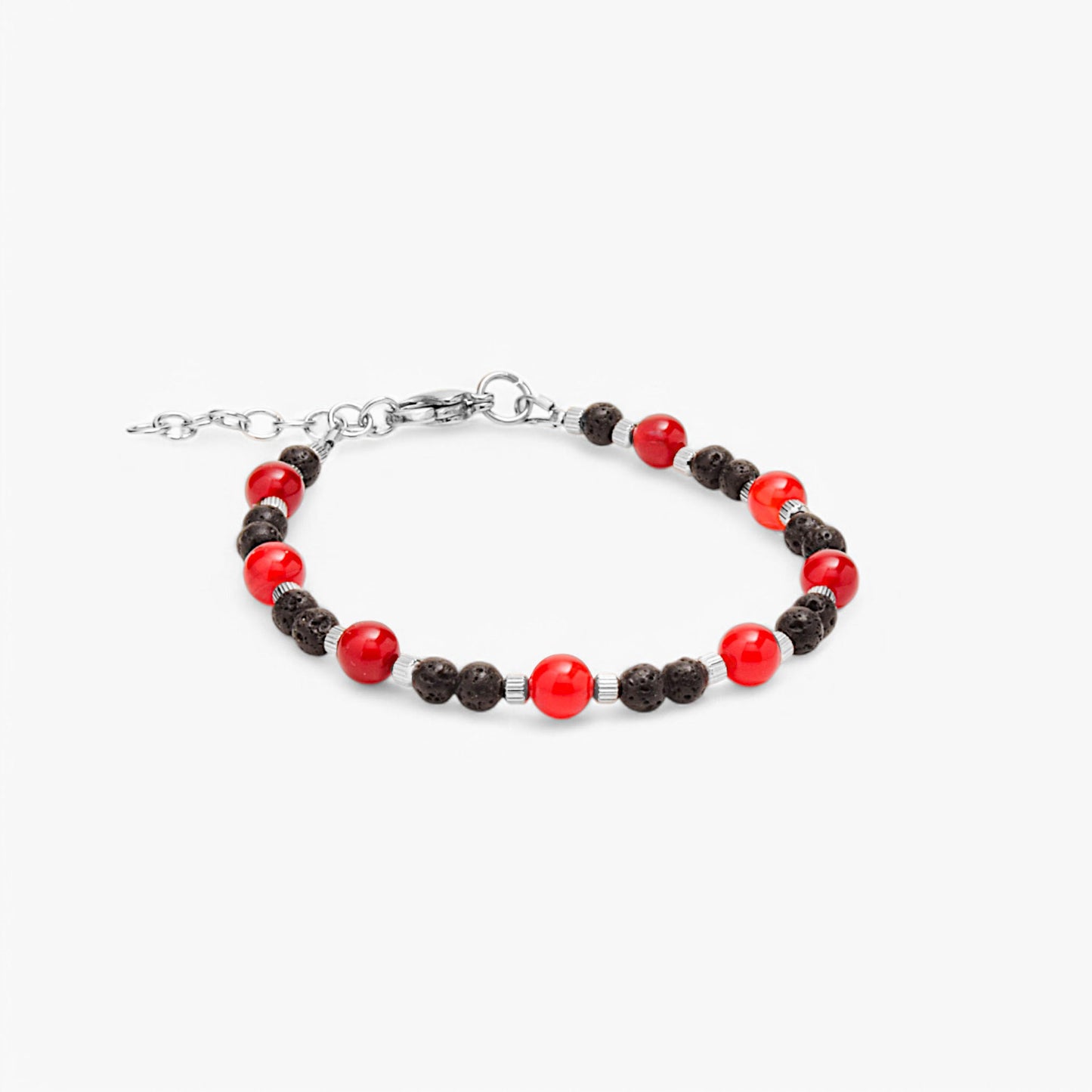 Red Agate and Lava Stone Bracelet