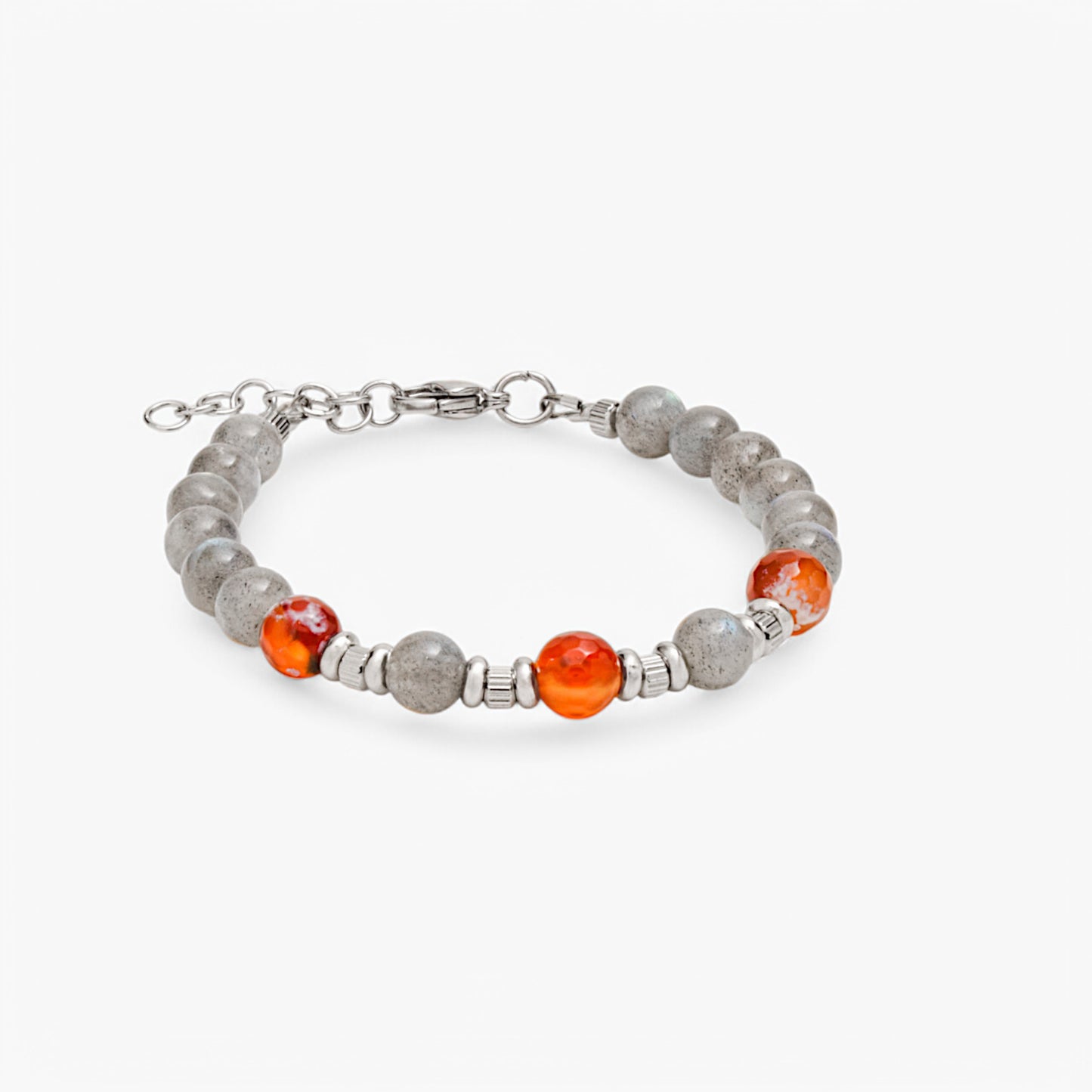 Bracciale in Labradorite e Agata Rosso Fuoco