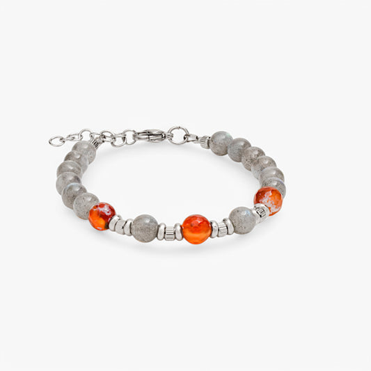 Bracciale in Labradorite e Agata Rosso Fuoco