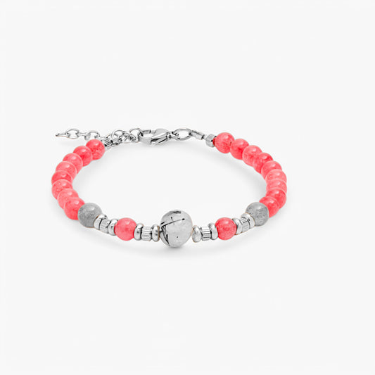 Bracciale in Agata Rossa e Quarzo Tormalinato