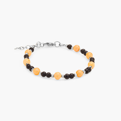 Bracciale in Agata Gialla e Pietra Lavica