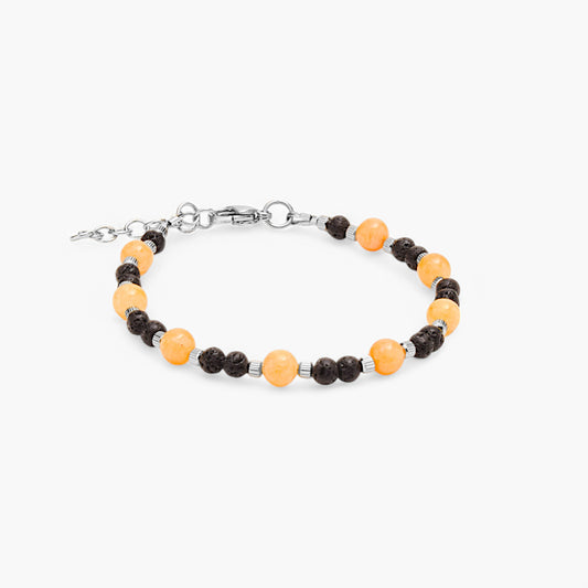 Bracciale in Agata Gialla e Pietra Lavica
