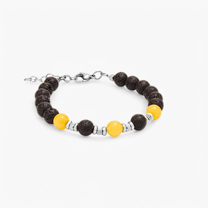 Bracciale in Agata Gialla e Pietra Lavica