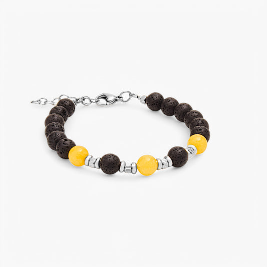 Bracciale in Agata Gialla e Pietra Lavica