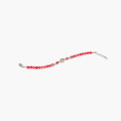 Bracciale in Agata Rossa e Quarzo Tormalinato