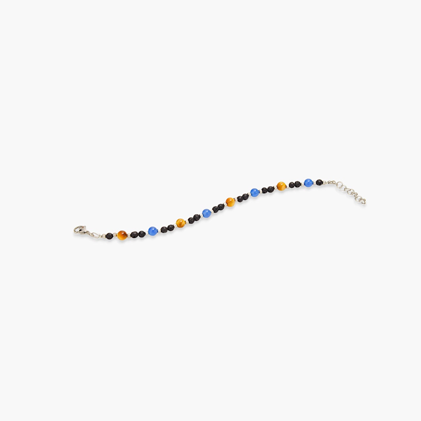 Bracciale in Occhio di Falco, Agata Blu e Pietra Lavica