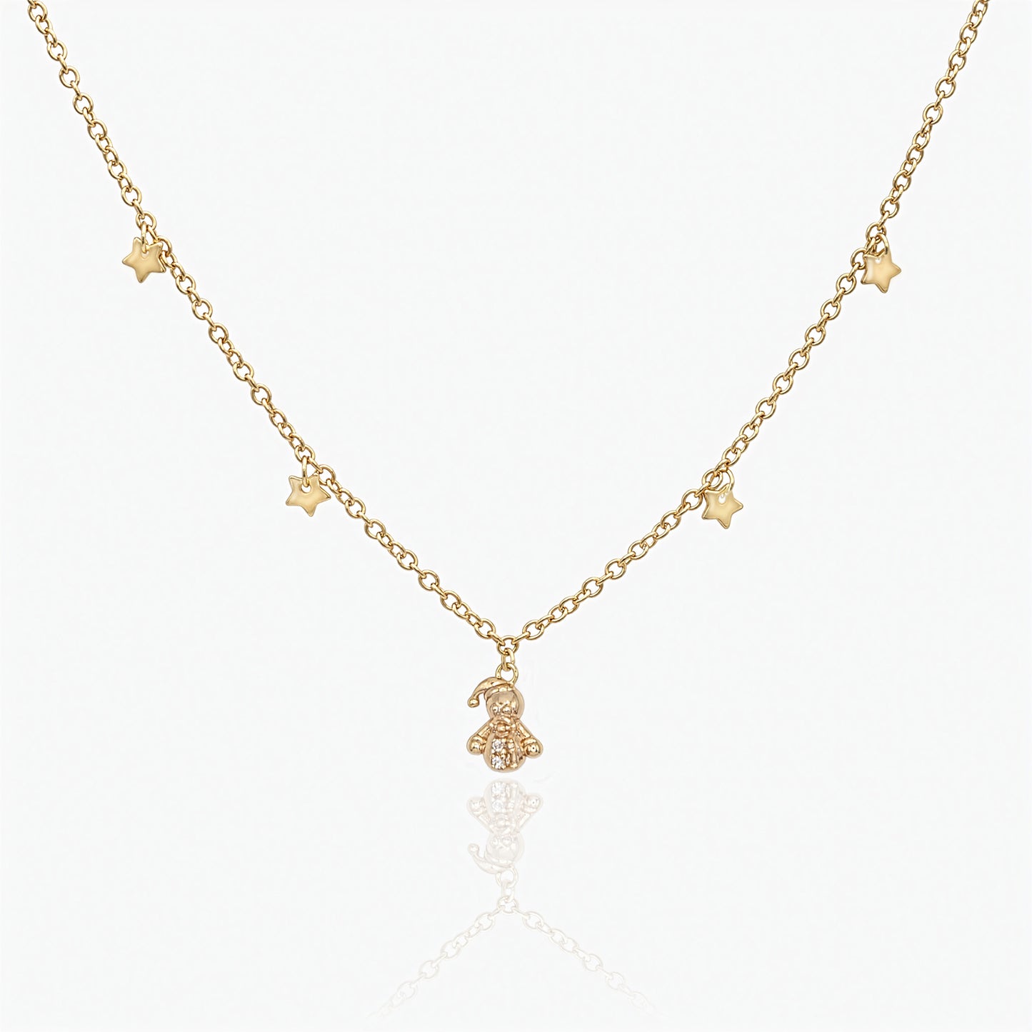 18K Gold Plated Necklace - Snowman Pendant