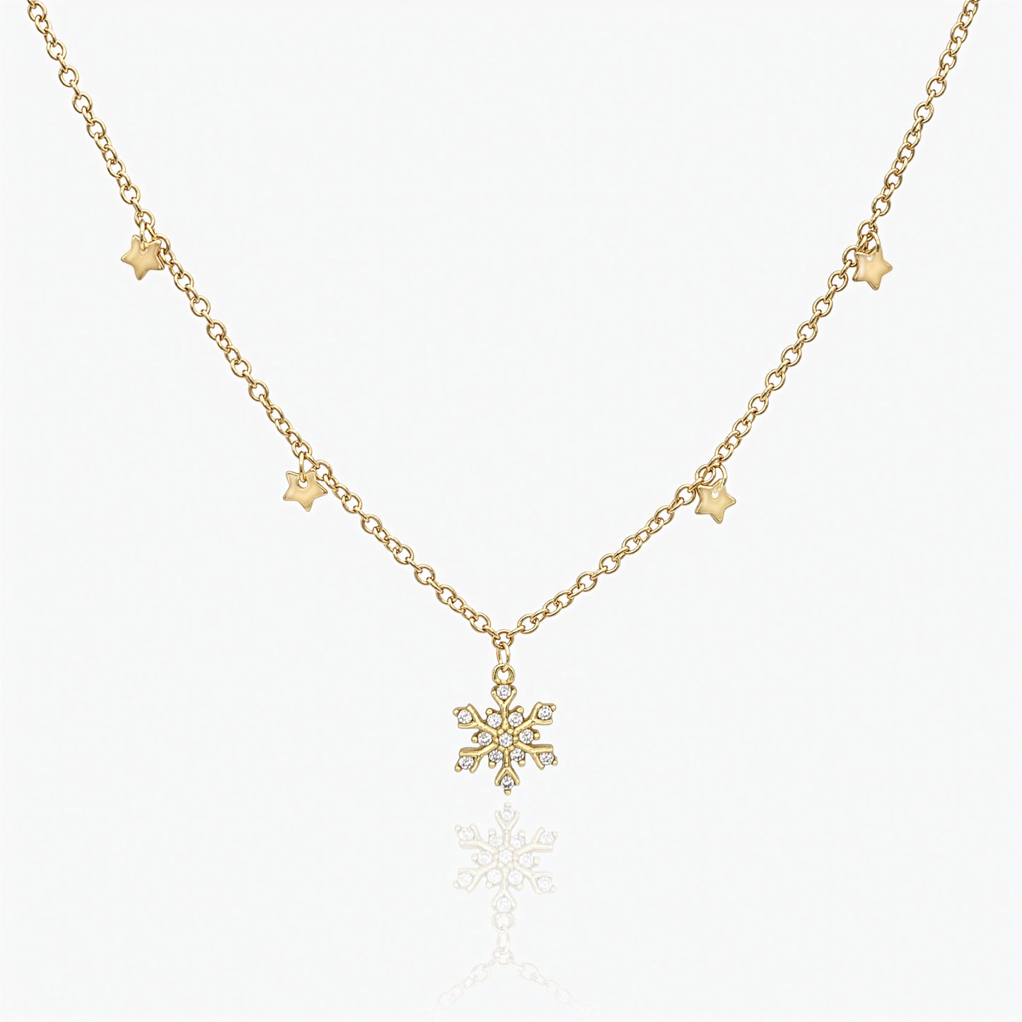 18K Gold Plated Necklace - Snowflake Pendant