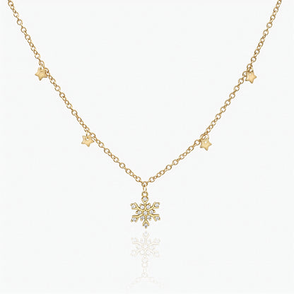18K Gold Plated Necklace - Snowflake Pendant