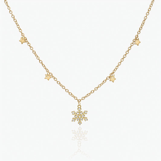 Collana Placcata Oro 18K - pendente Fiocco di Neve