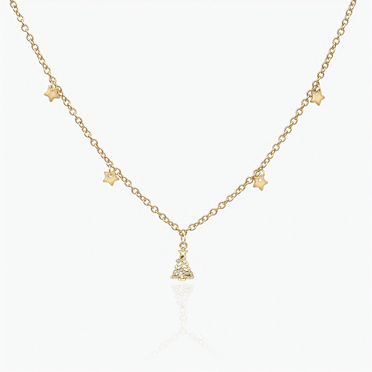 18K Gold Plated Necklace - Christmas Tree Pendant