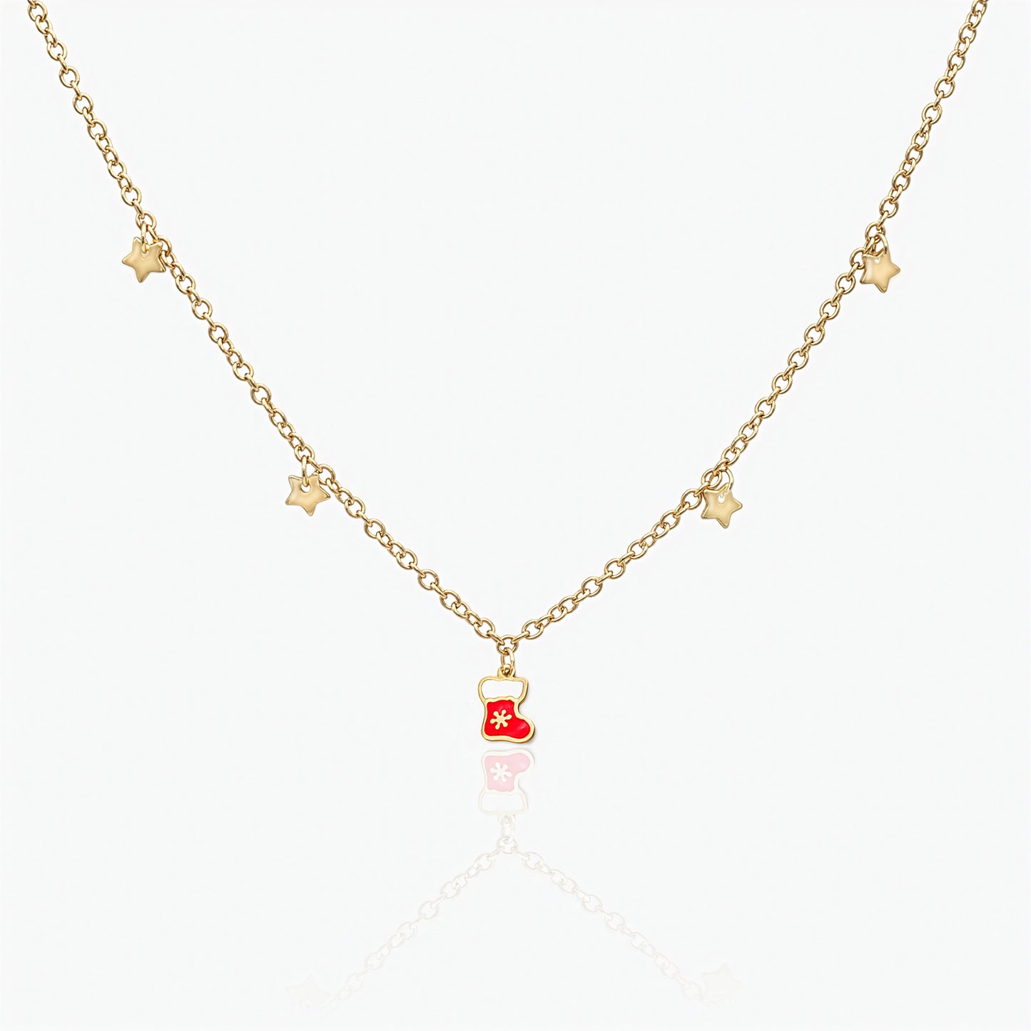 18K Gold Plated Necklace - Christmas Stocking Pendant