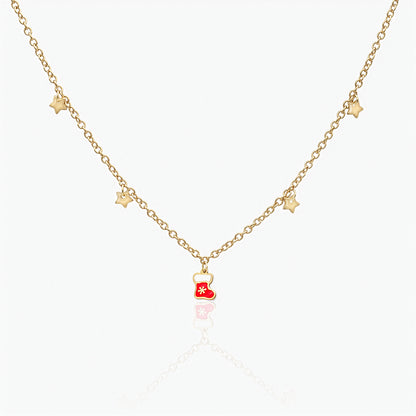 18K Gold Plated Necklace - Christmas Stocking Pendant