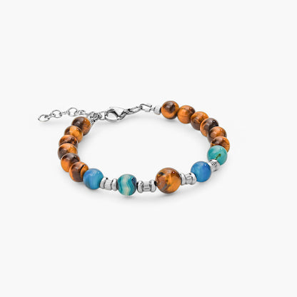 Bracciale in Occhio di Tigre e Agata Blu
