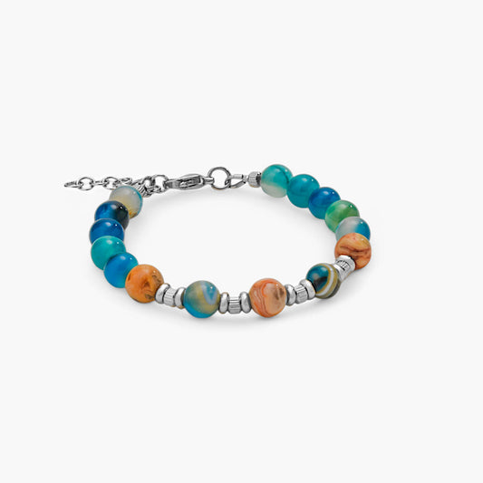 Bracciale in Agata Blu e Diaspro Naturale