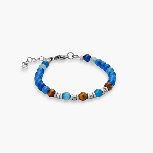 Bracciale in Agata Blu e Occhio di Tigre