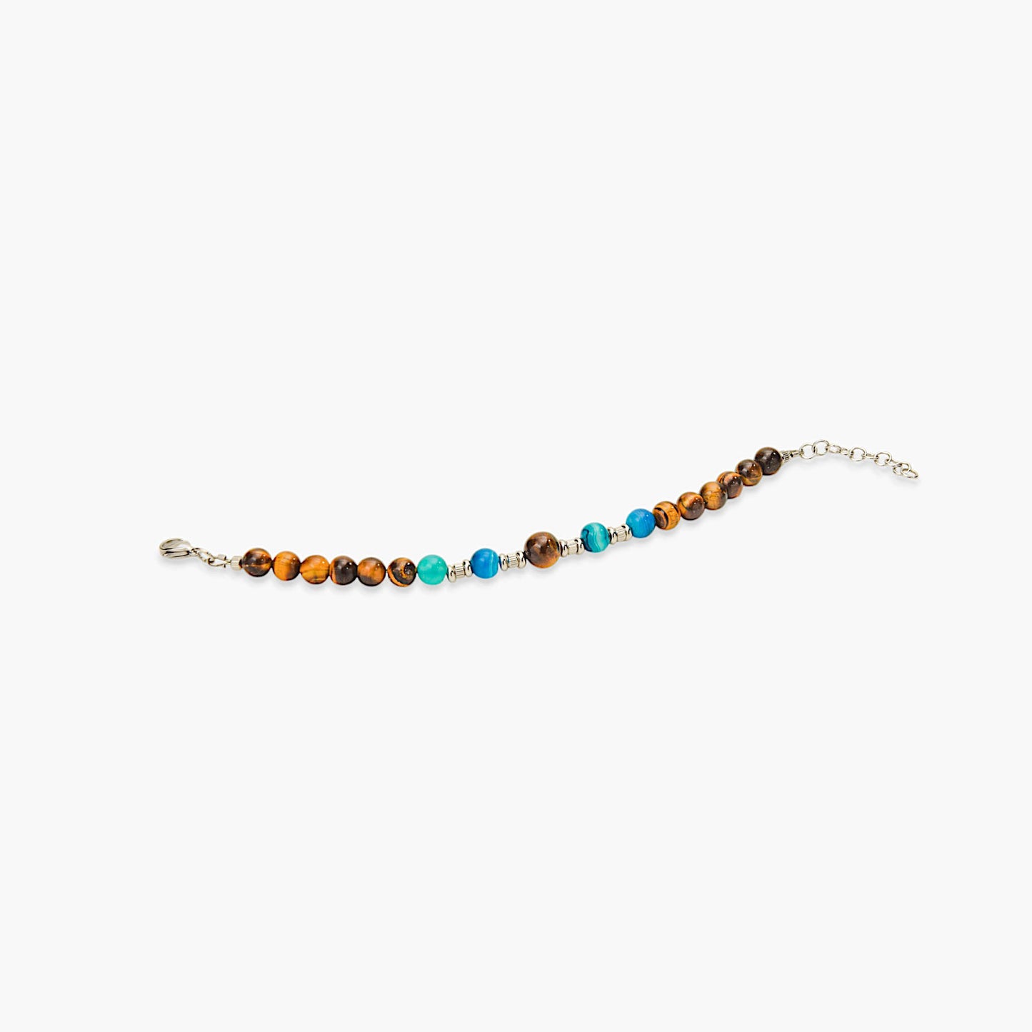 Bracciale in Occhio di Tigre e Agata Blu