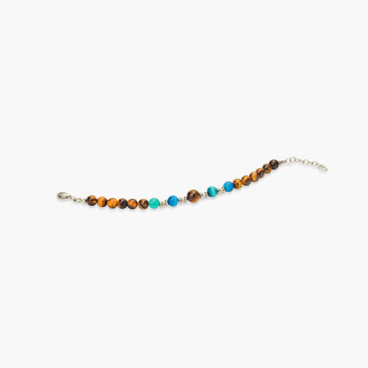 Bracciale in Occhio di Tigre e Agata Blu