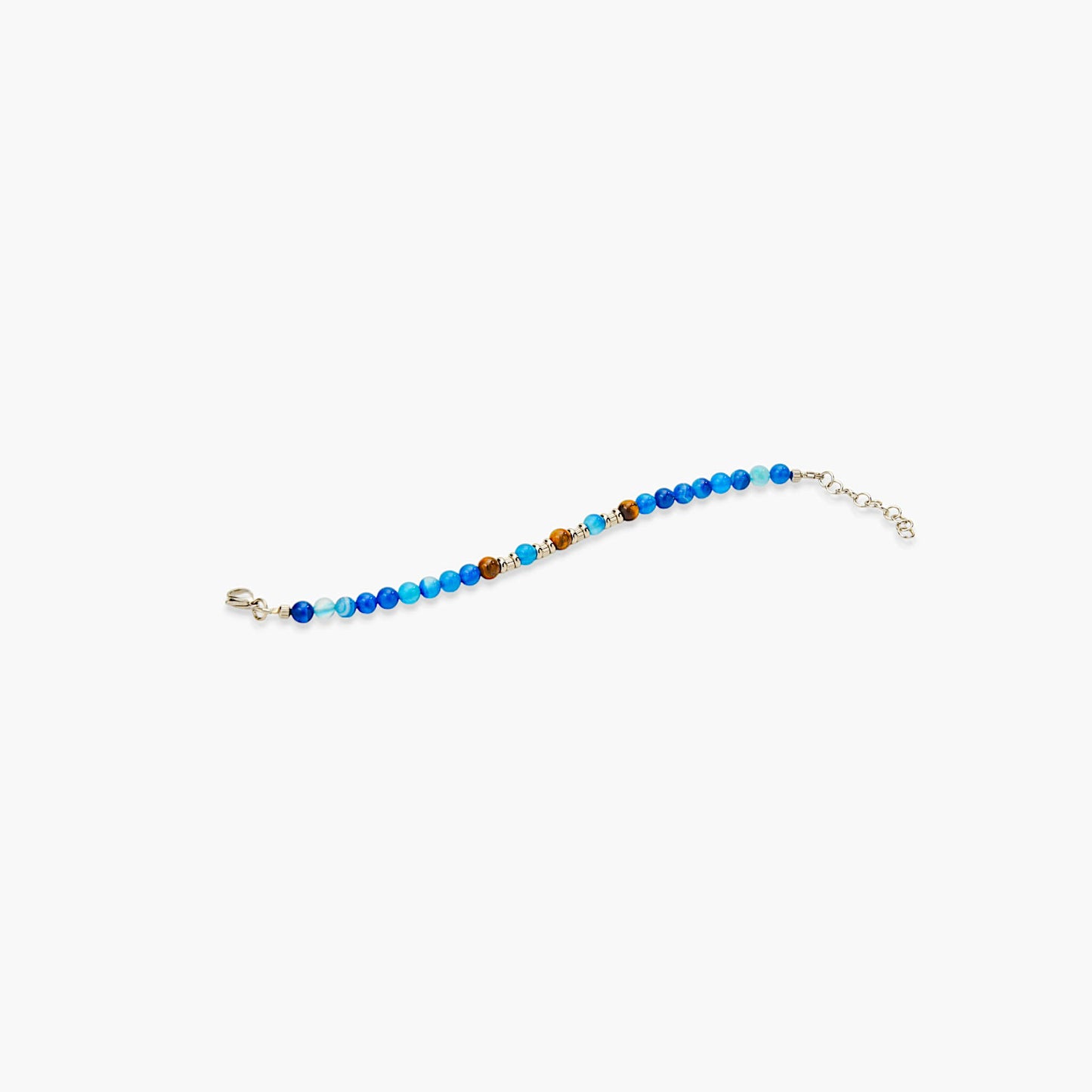 Bracciale in Agata Blu e Occhio di Tigre