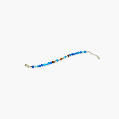 Bracciale in Agata Blu e Occhio di Tigre